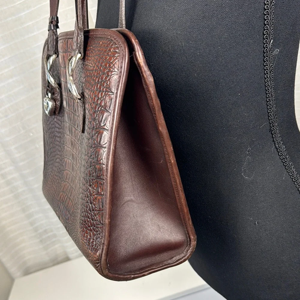 Vintage Brighton Leather /Faux Aligátor Structure Handbag Purse Travel Shoulder